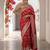 Red khadi woven saree with blouse