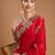 Red embellished embroidered organza border saree with stitched blouse