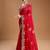 Red embellished embroidered organza border saree with stitched blouse
