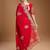 Red embellished embroidered organza border saree with stitched blouse