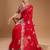 Red embellished embroidered organza border saree with stitched blouse