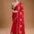 Red embellished zari art silk border saree with unstiched blouse