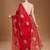 Red embellished zari art silk border saree with unstiched blouse