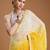 Yellow ombre sequinned pure georgette border saree with unstiched blouse