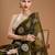 Green embellished zari art silk border saree with unstiched blouse