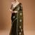 Green embellished zari art silk border saree with unstiched blouse