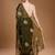 Green embellished zari art silk border saree with unstiched blouse