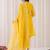 Mustard embroidered pure cotton kurta trouser dupatta set