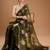 Green embellished zari art silk border saree with unstiched blouse