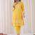 Mustard embroidered pure cotton kurta trouser dupatta set