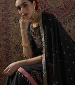 Black embroidered chinon kurta trouser dupatta set