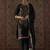 Black embroidered chinon kurta trouser dupatta set