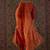 Orange embroidered silk blend kurta trouser dupatta set