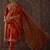 Orange embroidered silk blend kurta trouser dupatta set