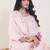 Pink embroidered pure cotton kurta trouser dupatta set