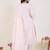 Pink embroidered pure cotton kurta trouser dupatta set