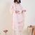 Pink embroidered pure cotton kurta trouser dupatta set
