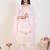 Pink embroidered pure cotton kurta trouser dupatta set