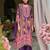 Purple printed pure silk kurta trouser dupatta set