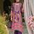 Purple printed pure silk kurta trouser dupatta set
