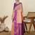 Peach ethnic motifs woven design zari maheshwari saree with unstitched blouse