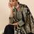 Black embroidered viscose rayon kurta trouser dupatta set