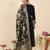Black embroidered viscose rayon kurta trouser dupatta set