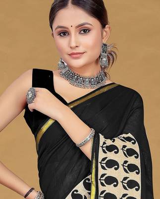 Black printed sarees & blouse piece 1