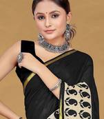Black printed sarees & blouse piece