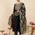 Black embroidered viscose rayon kurta trouser dupatta set