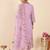 Lavender embroidered linen kurta trouser dupatta set