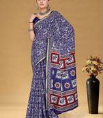 Blue printed sarees & blouse piece