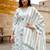 White printed pure cotton kurta trouser dupatta set
