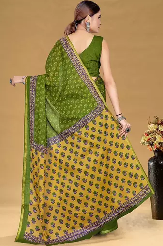 Green printed sarees & blouse piece