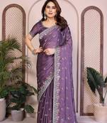 Lavender lavender rangoli silk embroidery saree