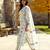 White printed pure cotton kurta trouser dupatta set