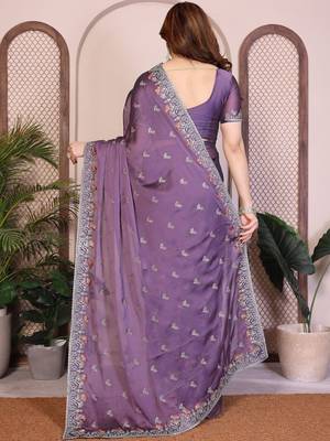 Lavender lavender rangoli silk embroidery saree 4