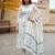 White printed pure cotton kurta trouser dupatta set