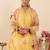 Yellow embroidered organza kurta trouser dupatta set