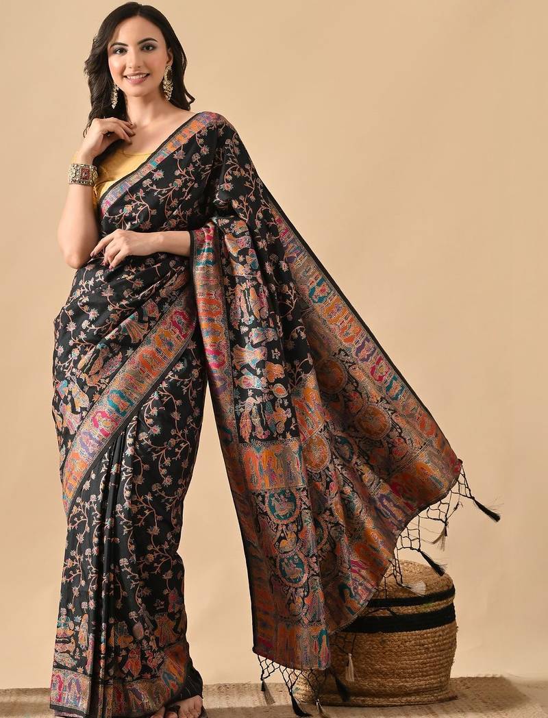 Black woven design paithani sarees