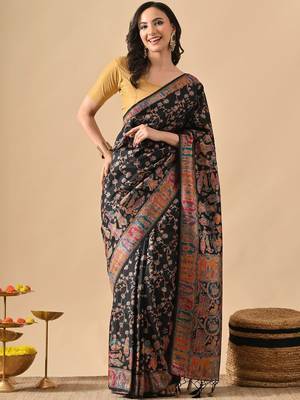 Black woven design paithani sarees 2