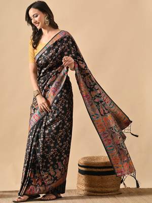 Black woven design paithani sarees 3