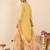 Yellow embroidered organza kurta trouser dupatta set