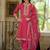 Pink embroidered silk blend kurta trouser dupatta set