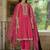 Pink embroidered silk blend kurta trouser dupatta set