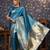 Turquoise ethnic motifs woven design zari banarasi saree