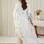 Off white embroidered pure cotton kurta trouser dupatta set