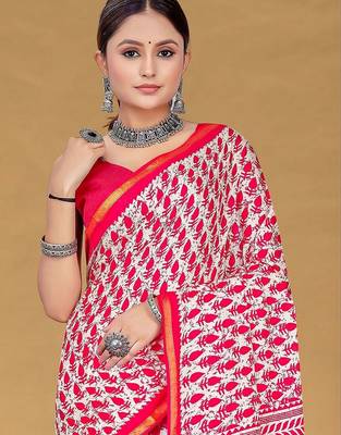 Pink printed sarees & blouse piece 2