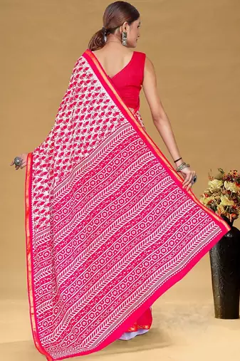 Pink printed sarees & blouse piece