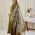 Green embroidered viscose rayon kurta trouser dupatta set